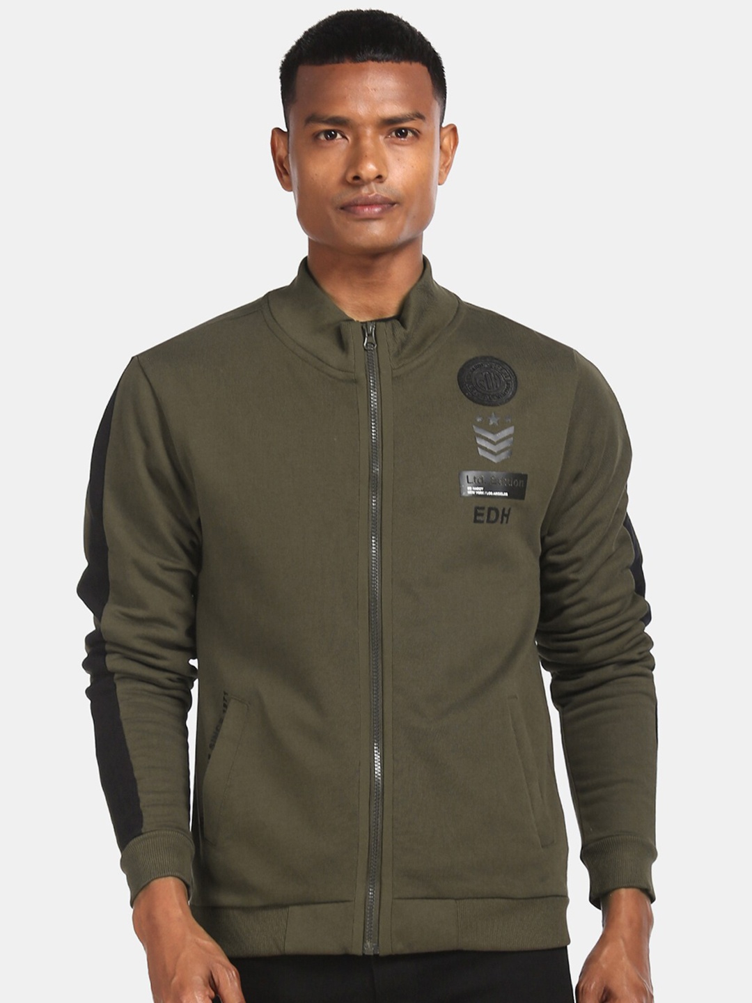 Ed Hardy Men Green Solid Sweatshirt