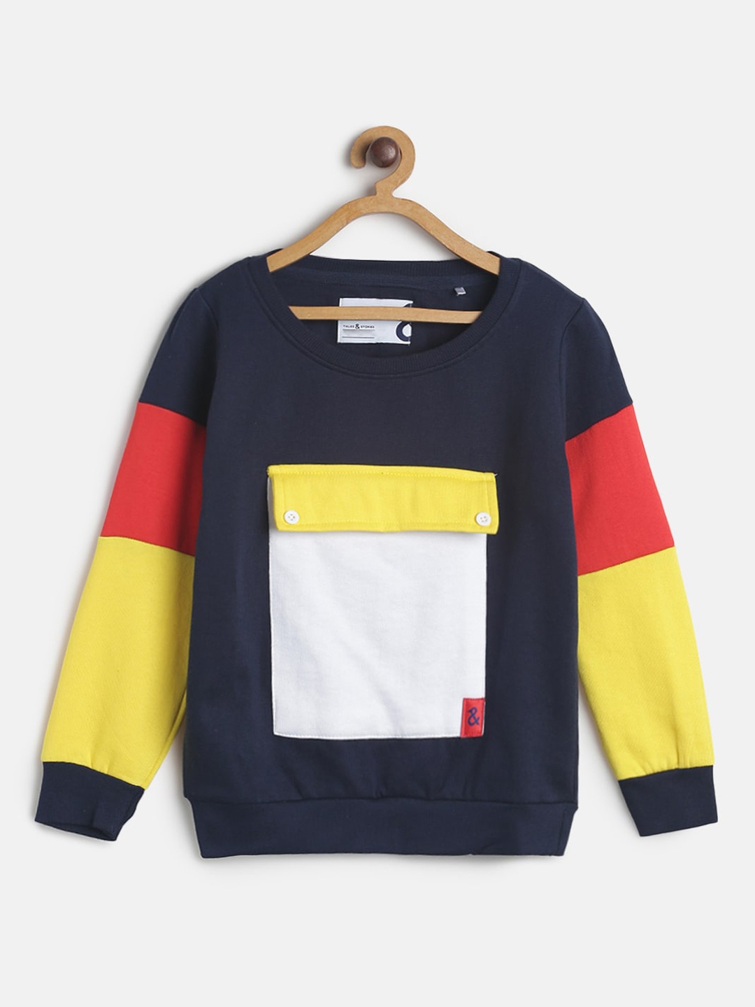 TALES & STORIES Boys Navy Blue Colourblocked Sweatshirt