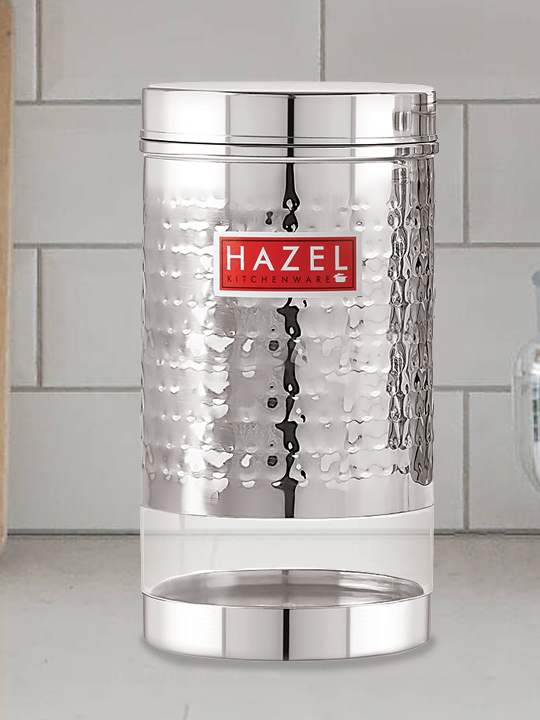 Hazel Set Of 3 Silver-Toned & Transparent Stainless Steel Hammered Finish See-Through Containers
Hazel Set Of 3 Silver-Toned & Transparent Stainless Steel Hammered Finish See-Through Containers