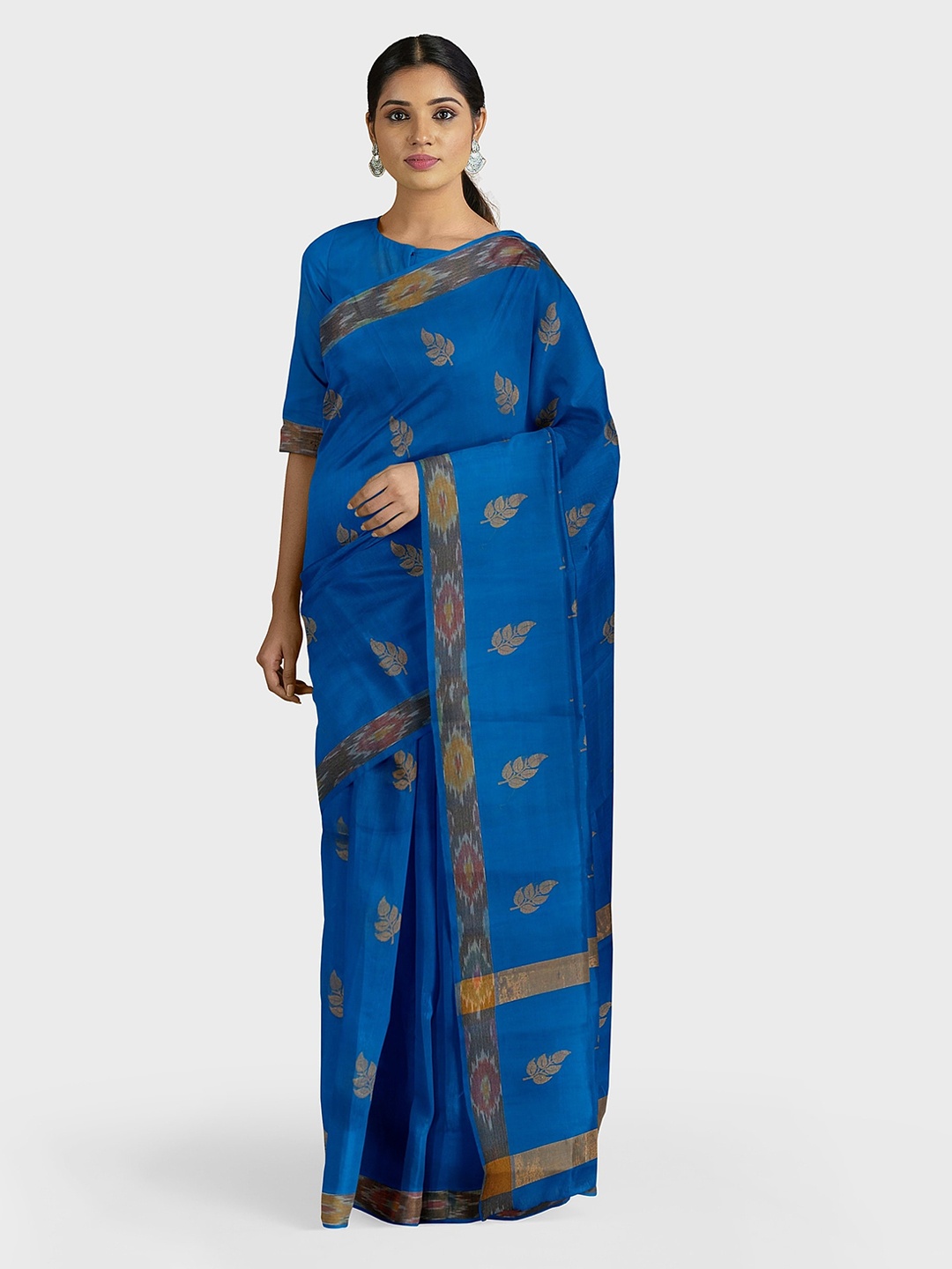 APCO Blue Woven Design Pure Cotton Saree