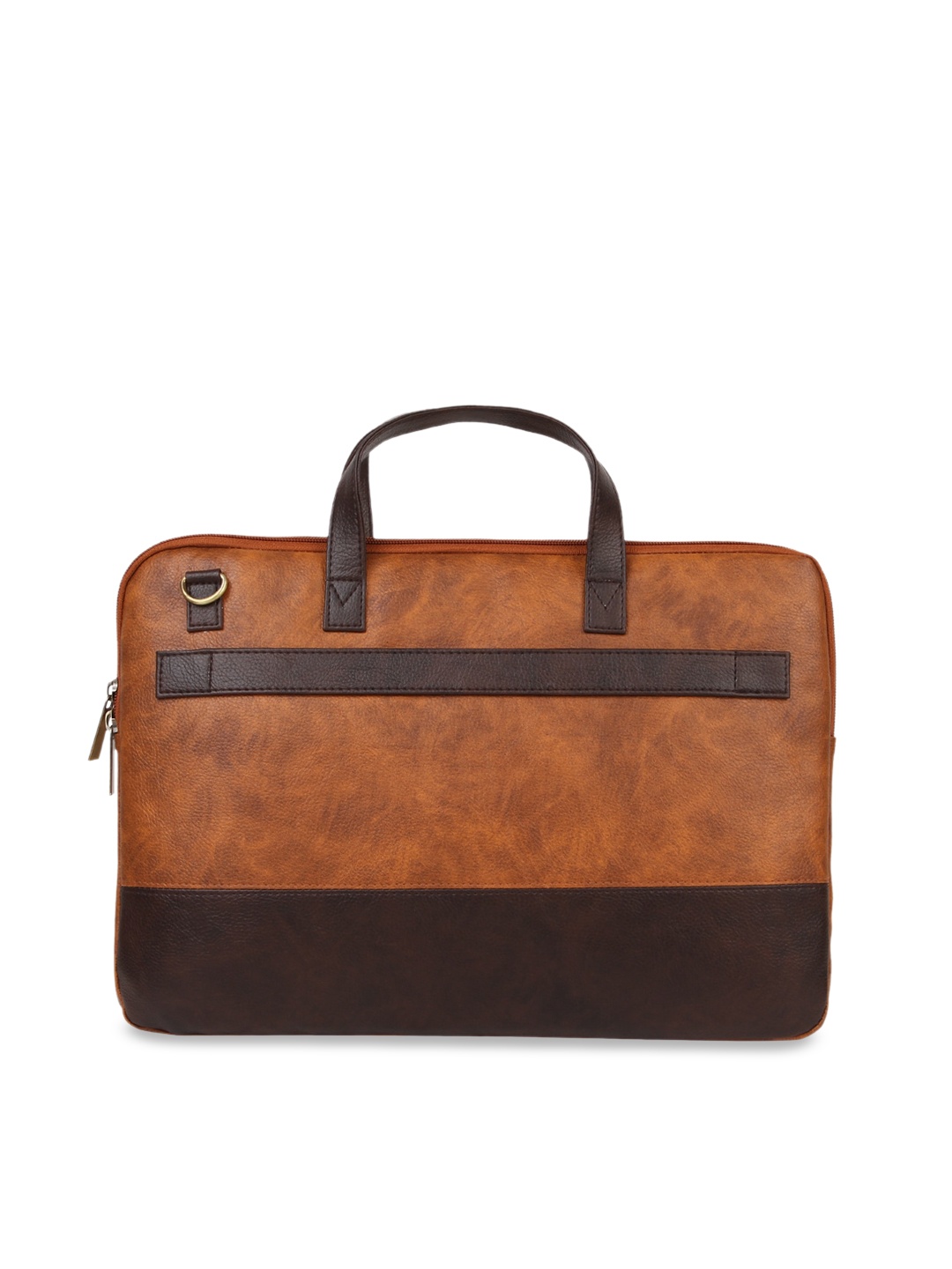 Vivinkaa Unisex Tan Brown Colourblocked 15.6 Inch Laptop Bag