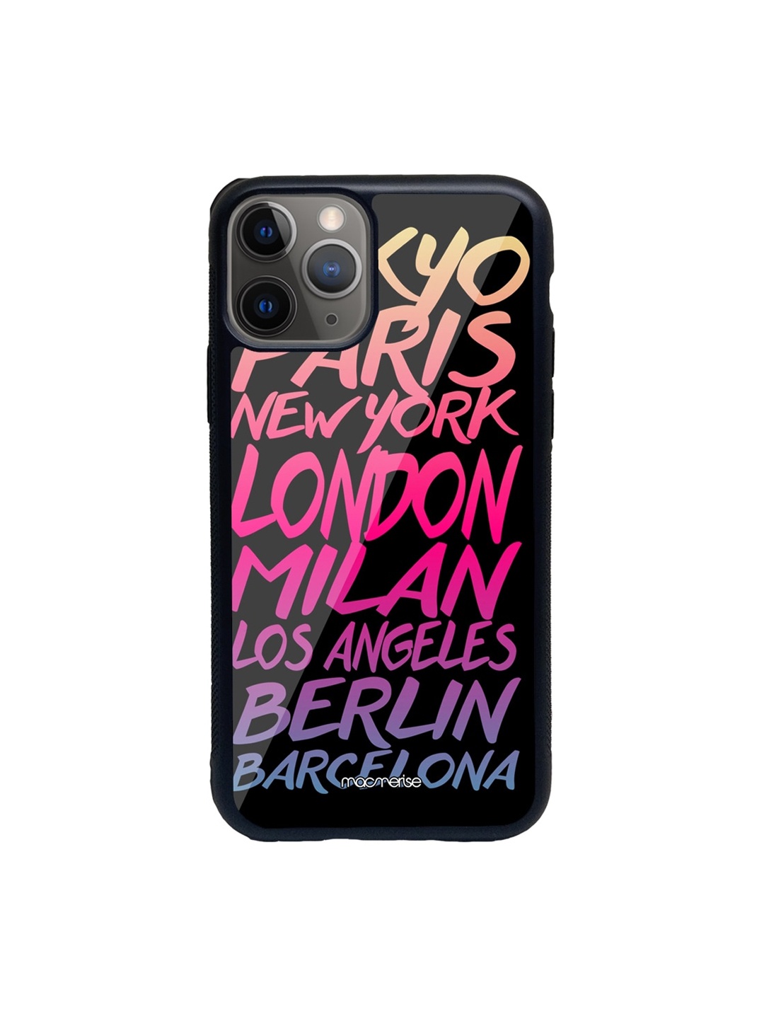 macmerise Black & Pink Fashion Cities Glass iPhone 11 Pro Phone Case