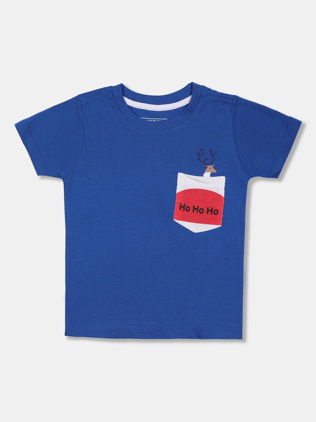 Cherokee Boys Blue Solid Round Neck T-shirt