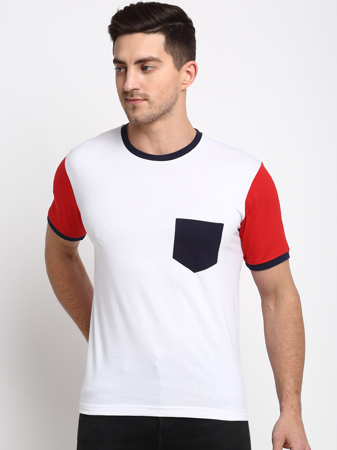 Friskers Men White Red Colourblocked Round Neck Cotton Pure Cotton T-shirt
Friskers Men White Red Colourblocked Round Neck Cotton Pure Cotton T-shirt