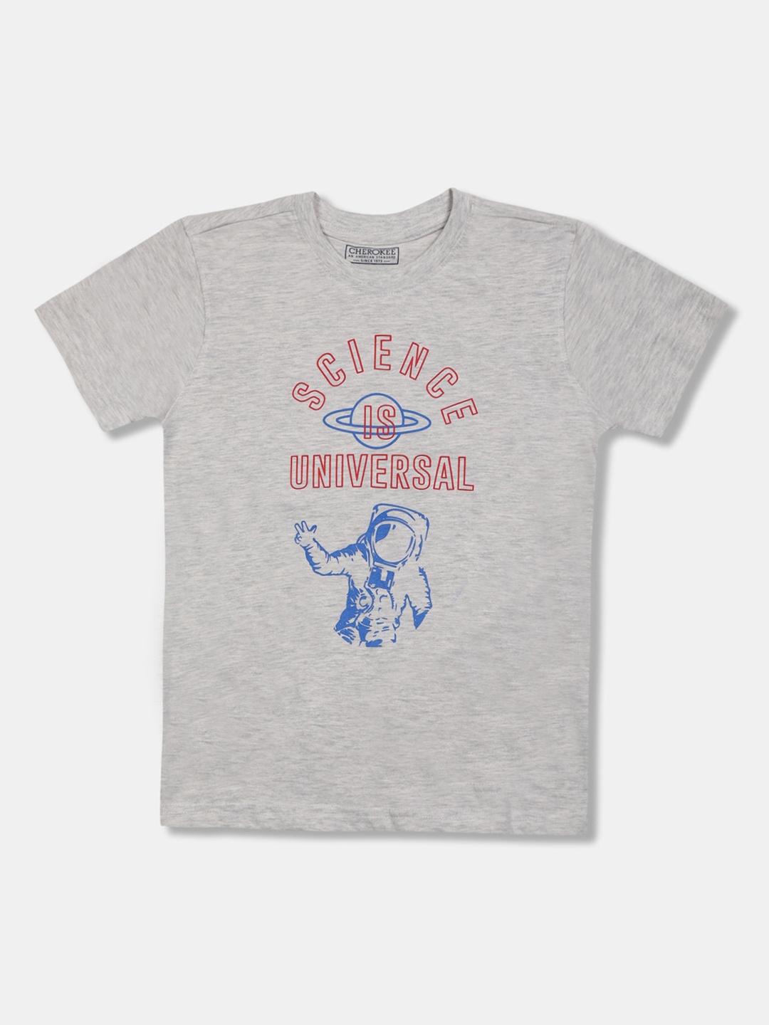 Cherokee Boys Grey Printed Round Neck T-shirt