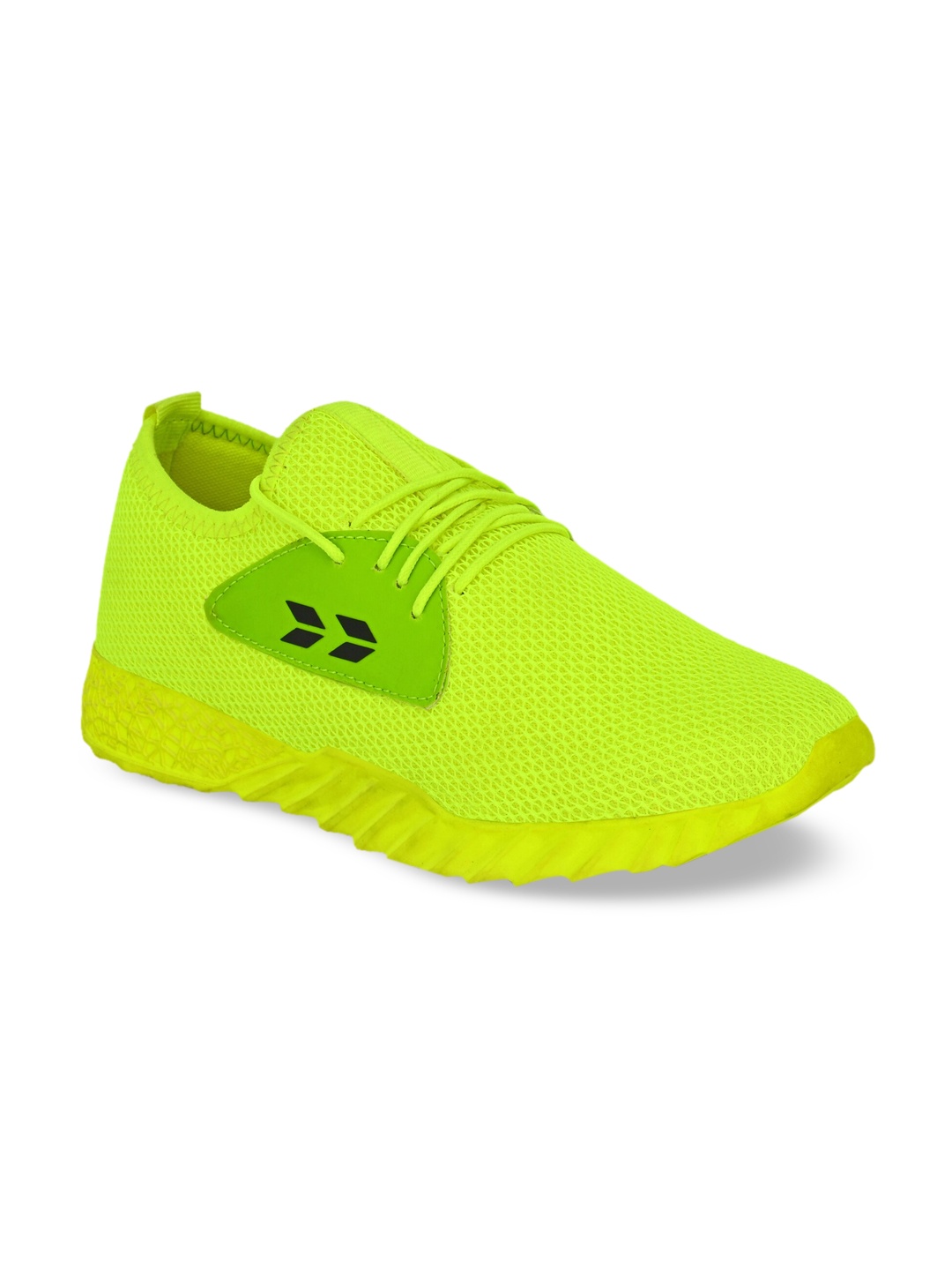 Crew STREET Men Fluorescent Green Mesh Walking Shoes