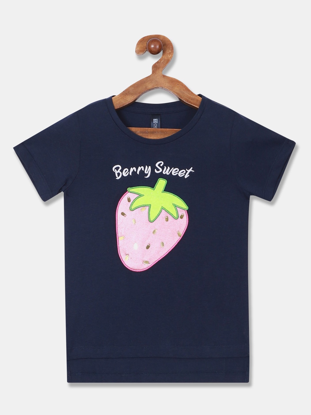 Cherokee Girls Navy Blue Printed Round Neck T-shirt