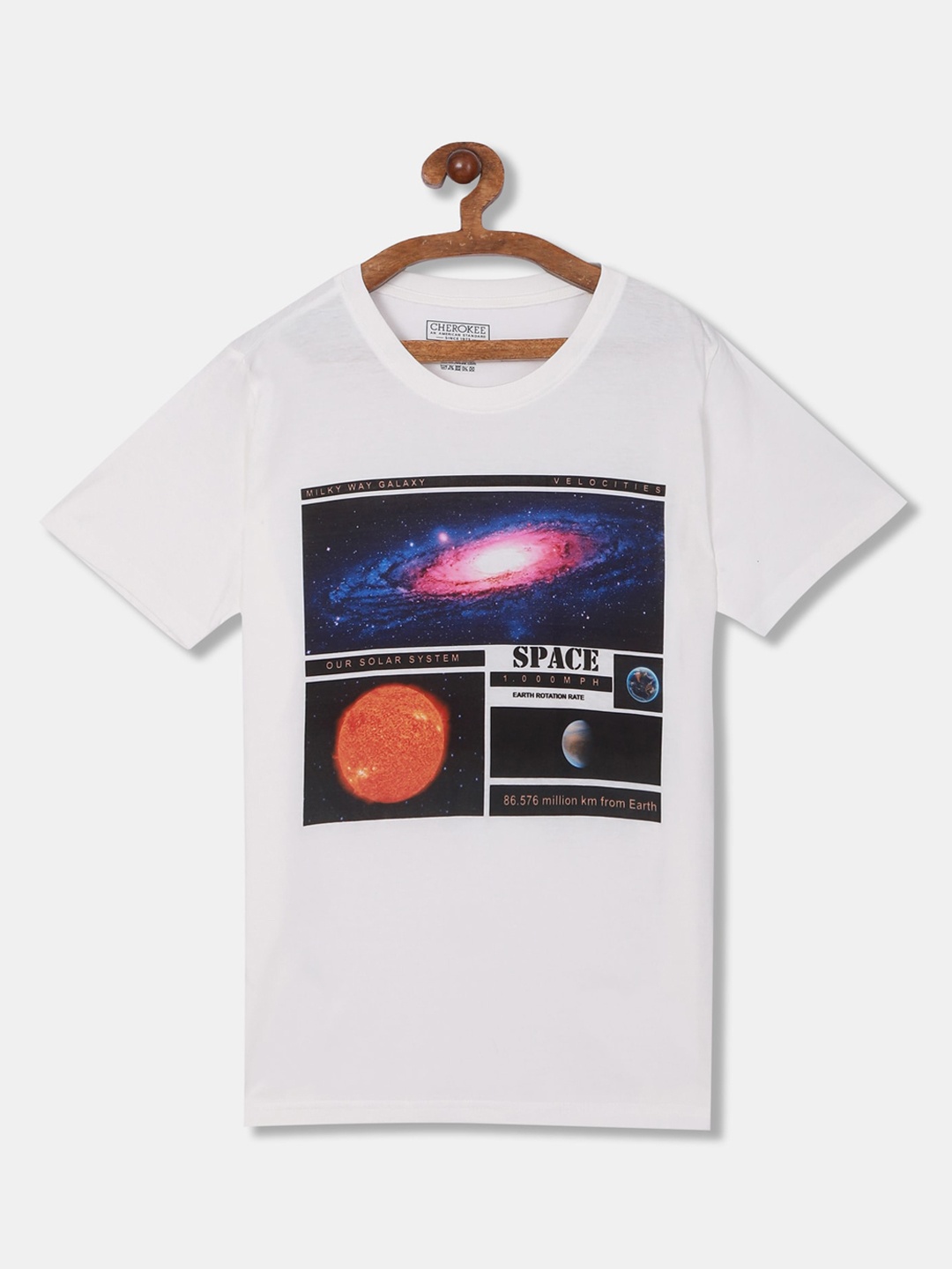 Cherokee Boys White Printed Round Neck T-shirt