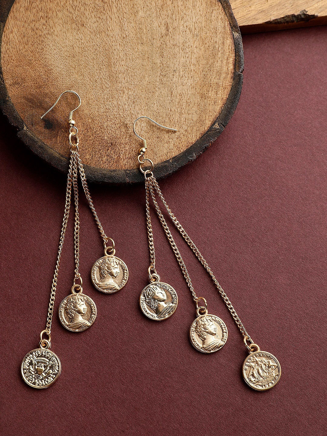 STREET 9 Gold-Plated Handcrafted Contemporary Drop Earrings
