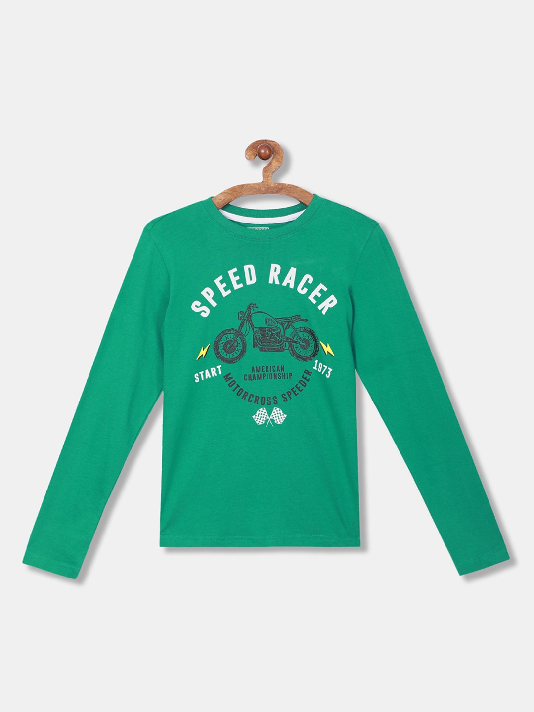 Cherokee Boys Green Printed Round Neck T-shirt