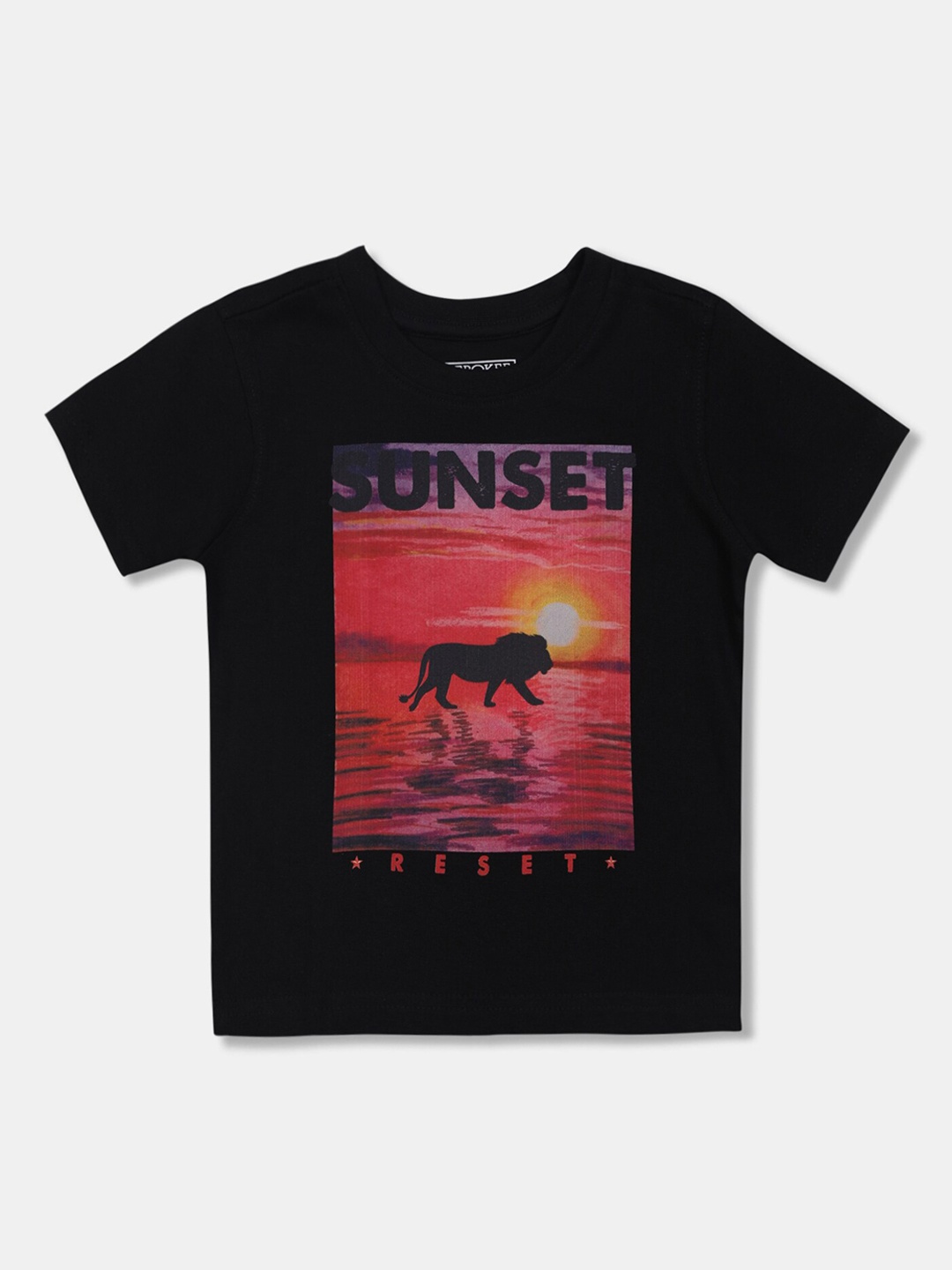 Cherokee Boys Black Printed Round Neck T-shirt