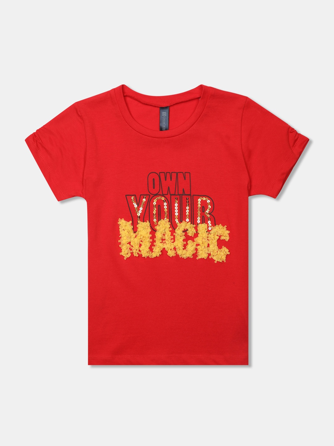 Cherokee Girls Red Printed Round Neck T-shirt