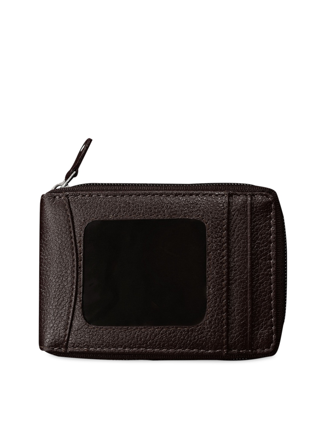 ABYS Men Coffee Brown Textured Leather Card Holder