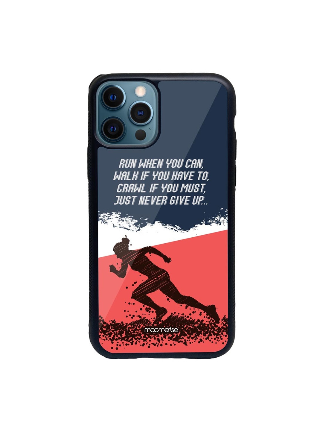 macmerise Blue & Coral Pink Running Motivation Glass iPhone 12 Pro Case