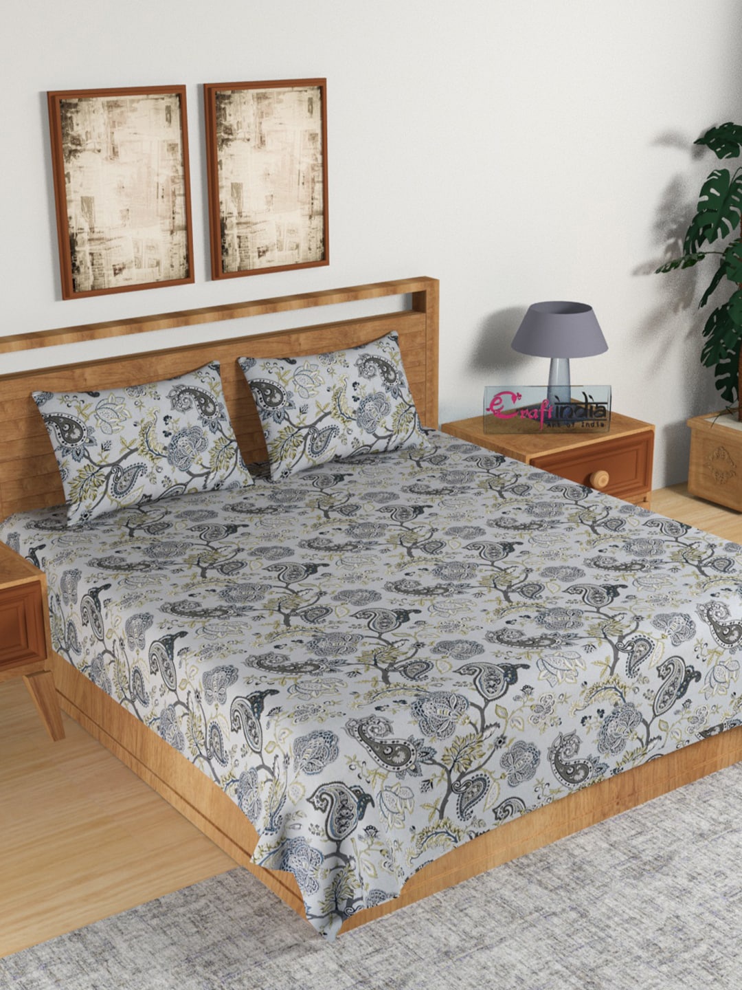 eCraftIndia Grey & Beige Ethnic Motifs 180 TC Cotton 1 King Bedsheet with 2 Pillow Covers
eCraftIndia Grey & Beige Ethnic Motifs 180 TC Cotton 1 King Bedsheet with 2 Pillow Covers