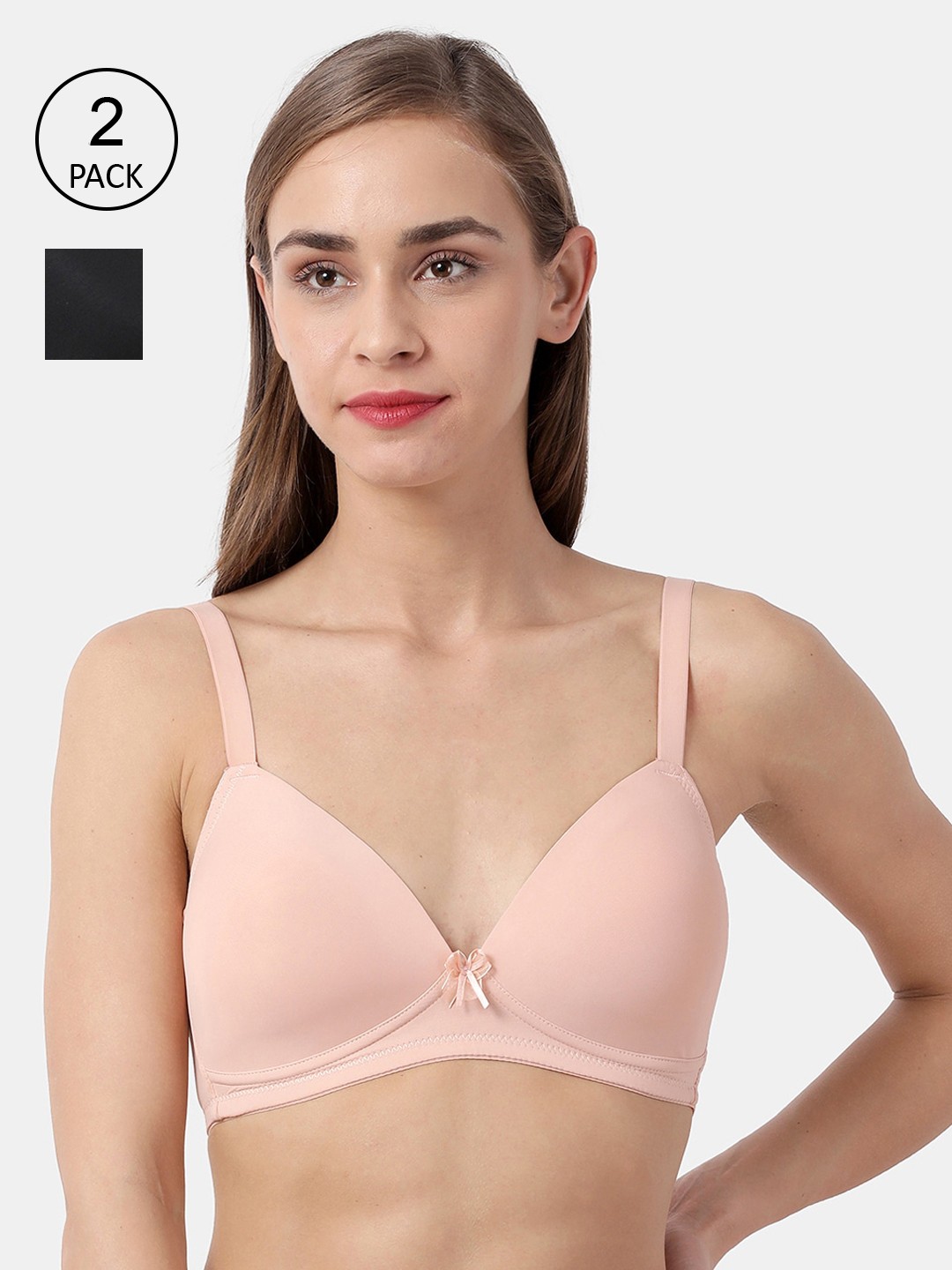 shyaway Pack of 2 Black & Peach Non-Wired Lightly Padded Everyday Bra taab-c2b-230-32B
shyaway Pack of 2 Black & Peach Non-Wired Lightly Padded Everyday Bra taab-c2b-230-32B