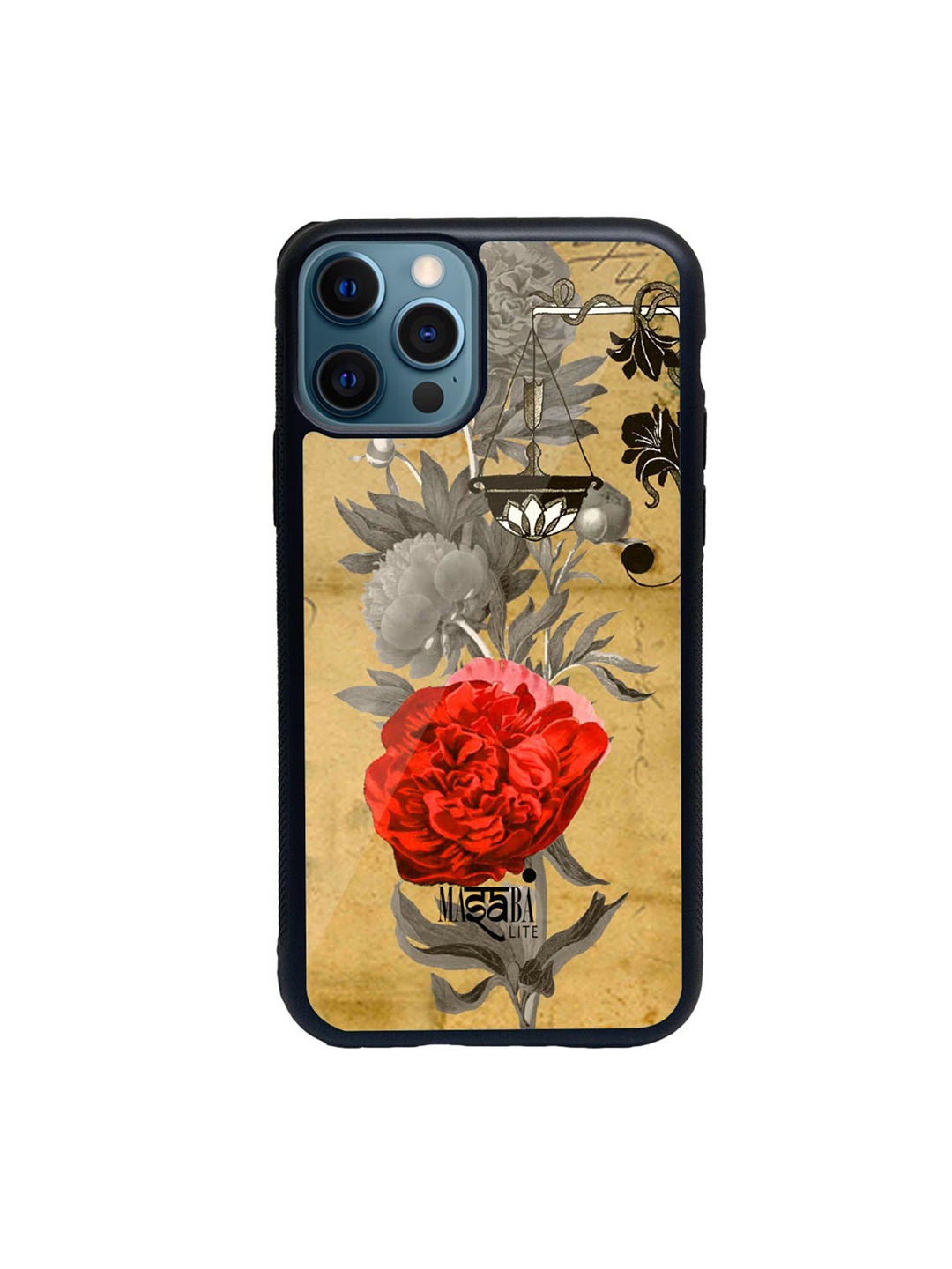 macmerise Red & Grey Masaba Floral Scale Glass iPhone 12 Pro Phone Case