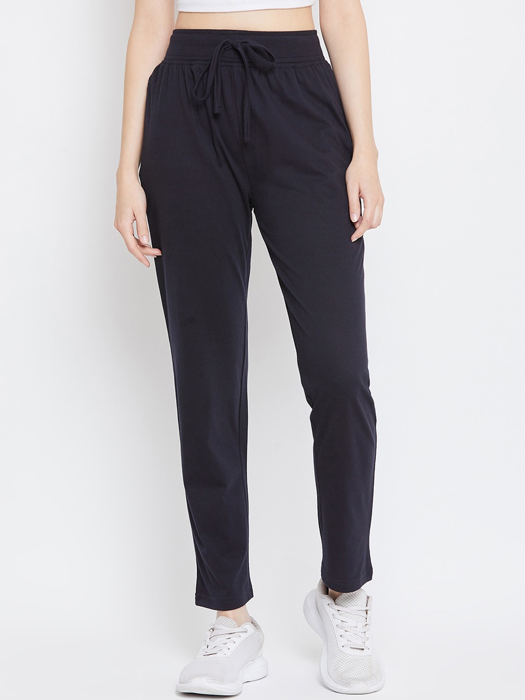 Okane Women Navy Blue Solid Track Pants