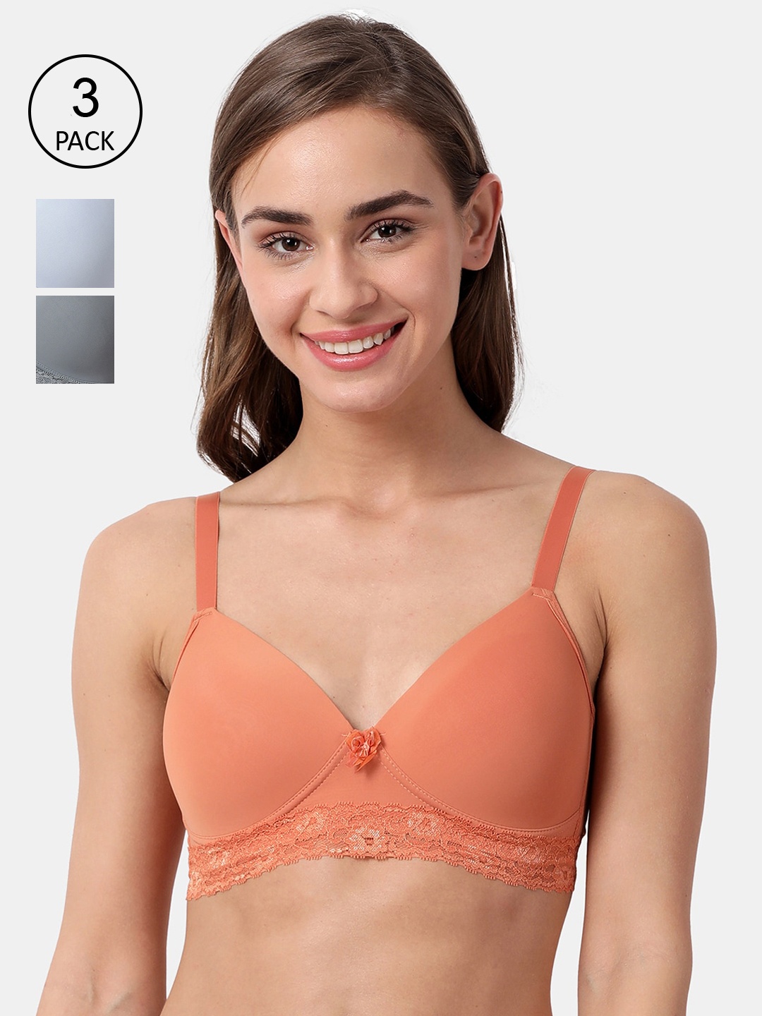 shyaway Pack of 3 Multicoloured Non-Wired Lightly Padded Everyday Bra taab-c3b-240-32B, Multi
shyaway Pack of 3 Multicoloured Non-Wired Lightly Padded Everyday Bra taab-c3b-240-32B, Multi