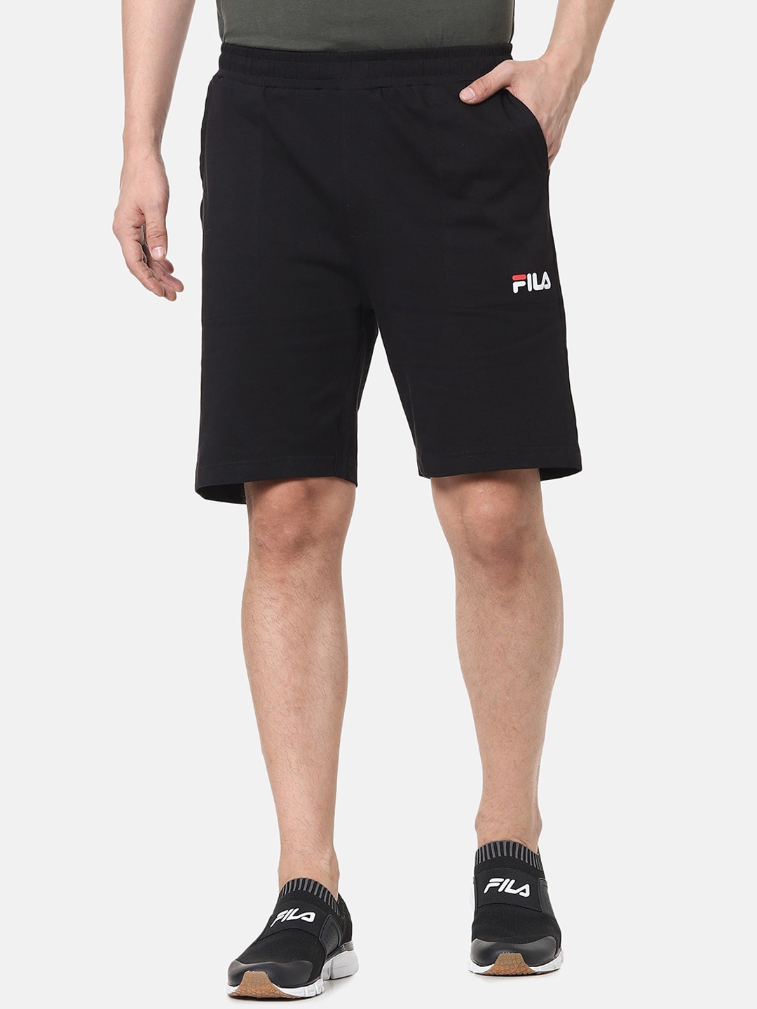 FILA Men Black Solid Sports Shorts