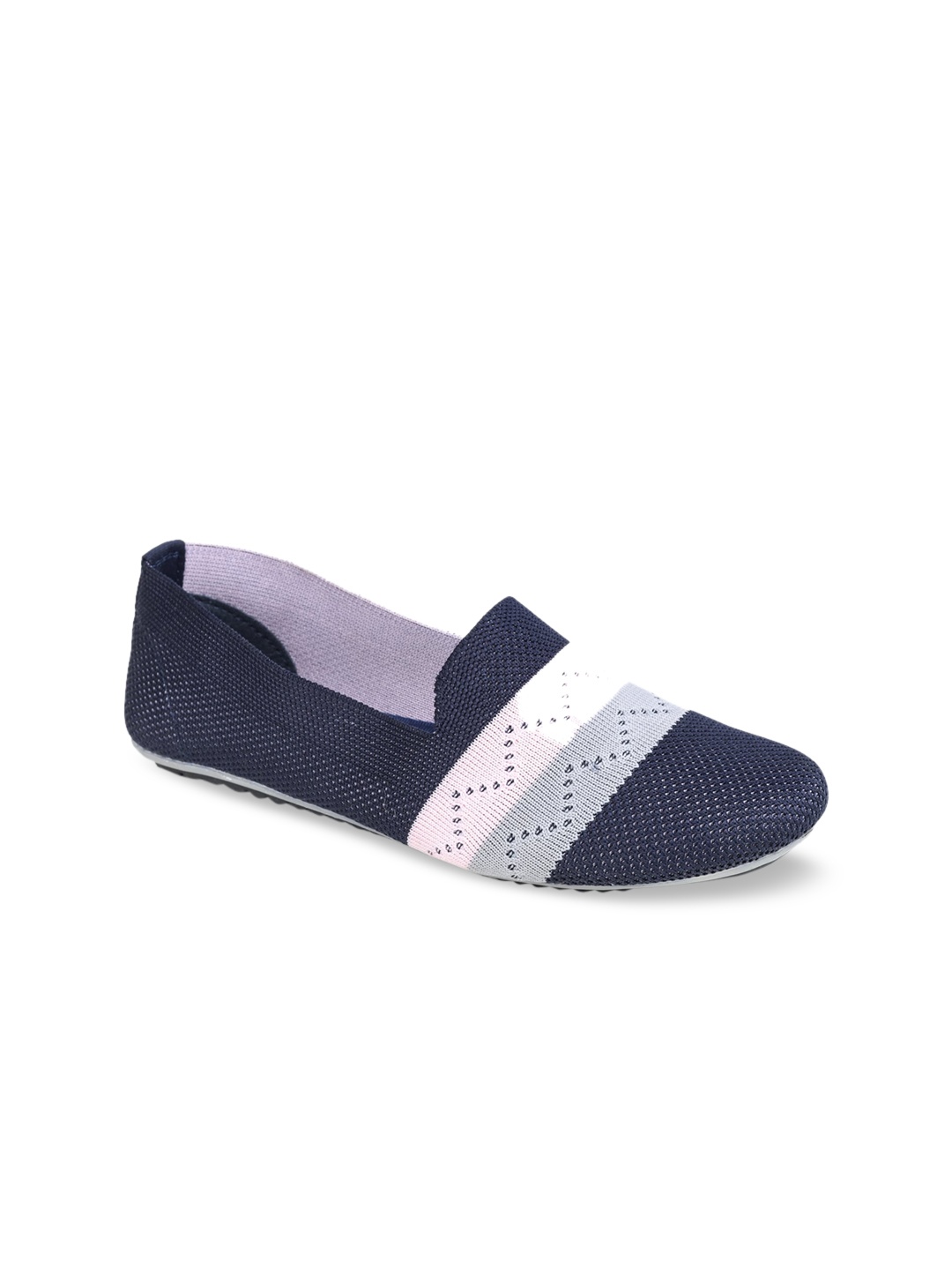REFOAM Women Pink & Grey Woven Design Slip-On Sneakers Casual Shoes