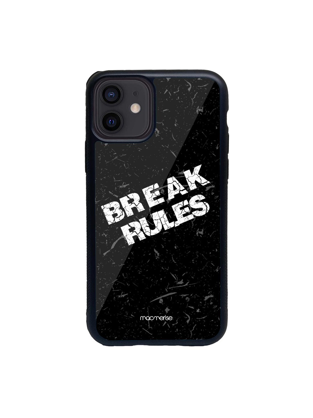 macmerise Black & White Break Rules Glass iPhone 12 Phone Case