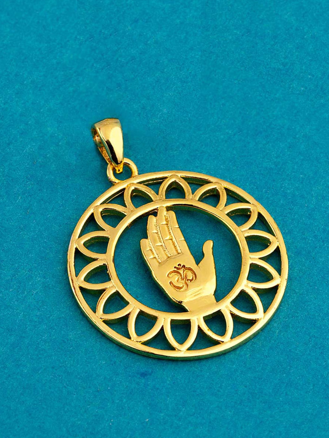 Dare by Voylla Men Gold-Toned Spiritual Saga Inspired Floral OM Pendant