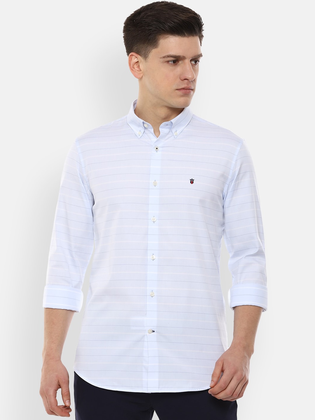 Louis Philippe Sport Men Blue Striped Casual Shirt