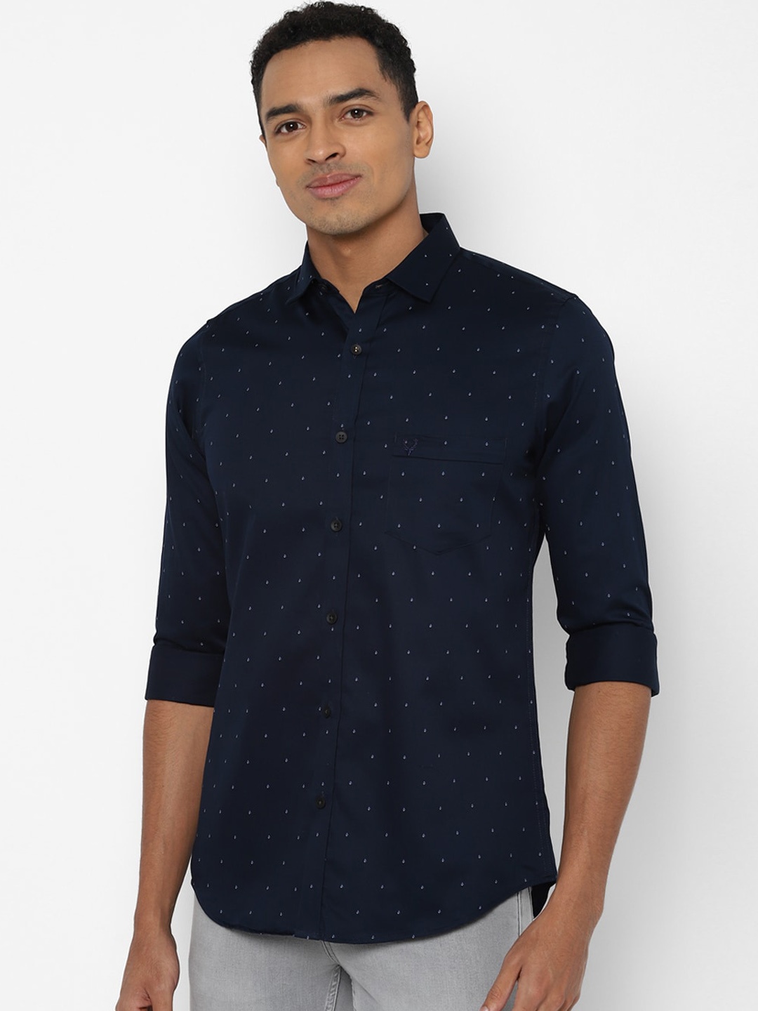 Allen Solly Men Navy Blue Printed Casual Shirt