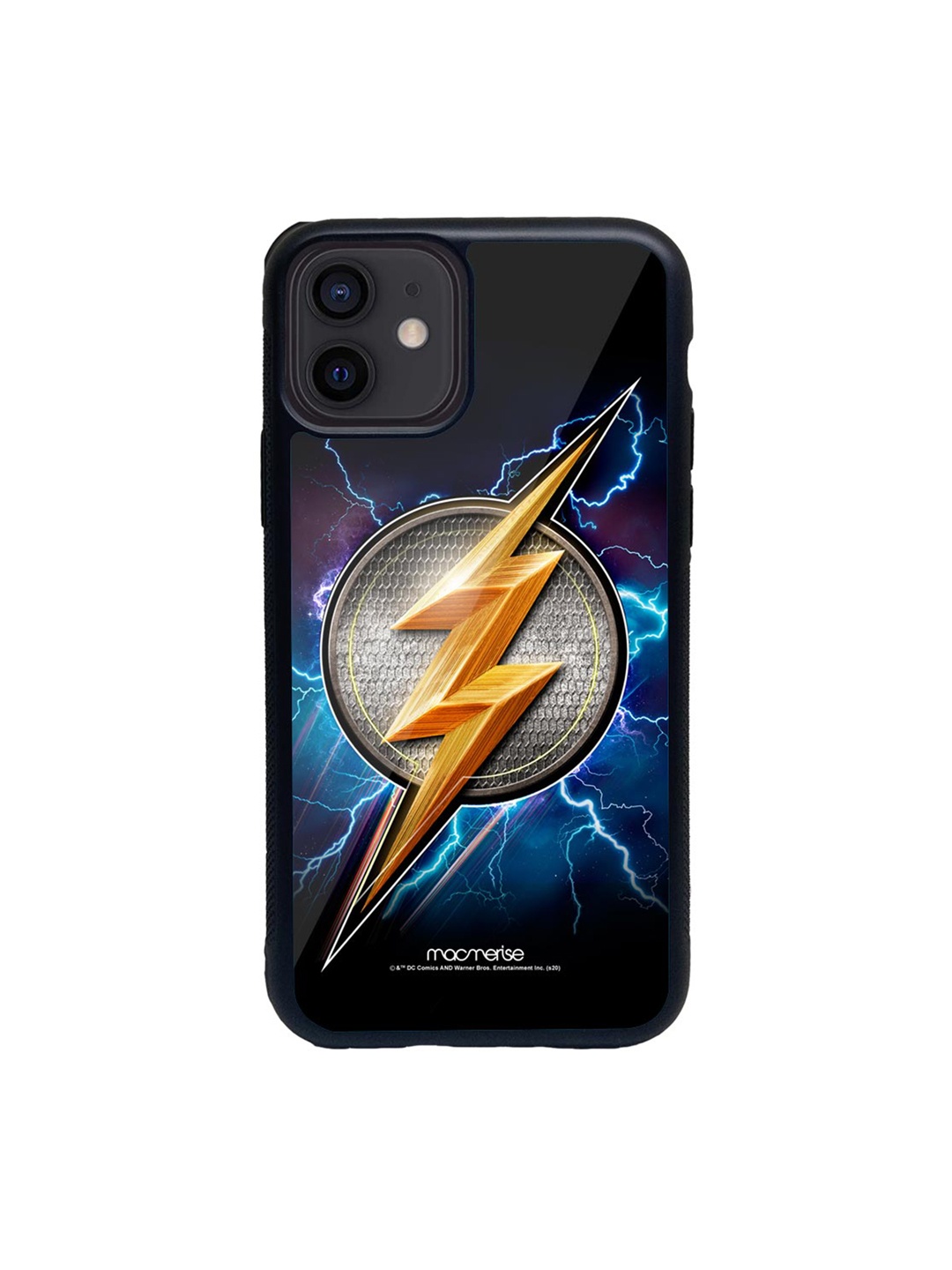 macmerise Black & Blue Flash Storm Glass iPhone 12 Phone Case