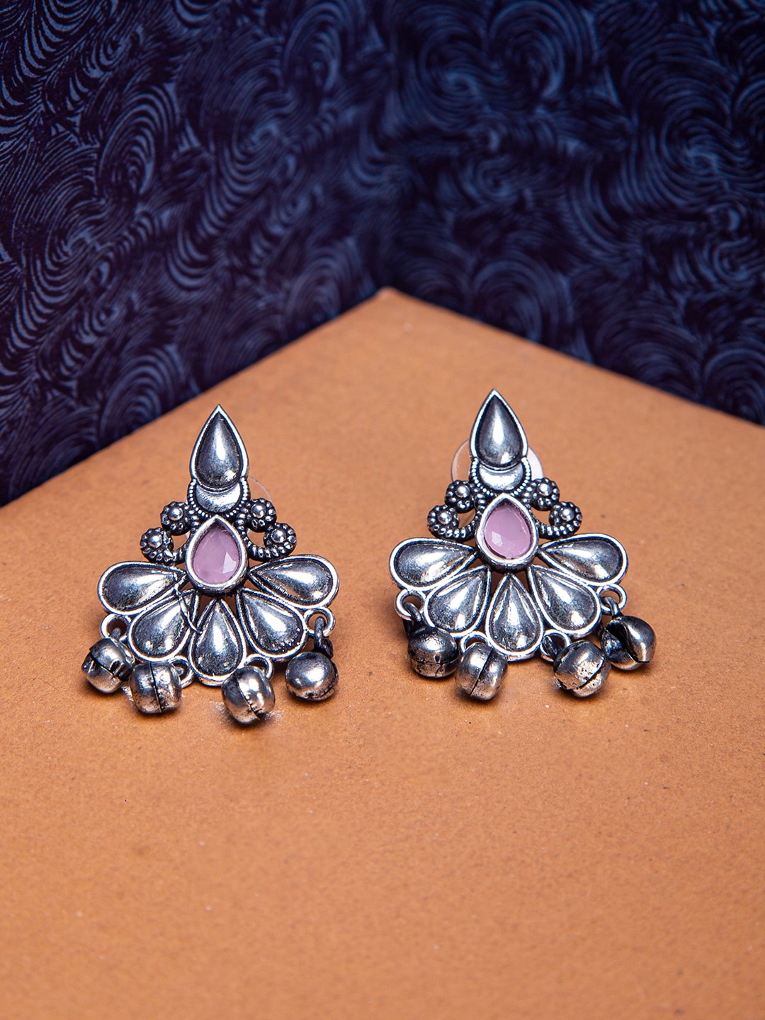 Rangriti Blue & Pink Contemporary Drop Earrings