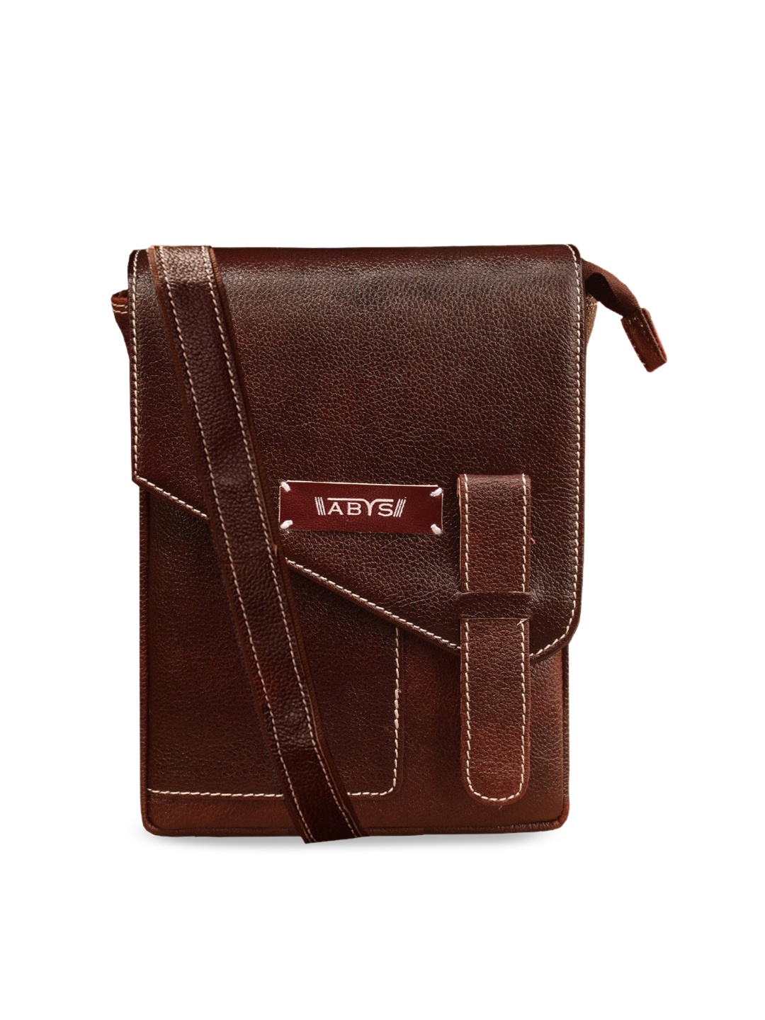 ABYS Unisex Brown Textured Messenger Bag