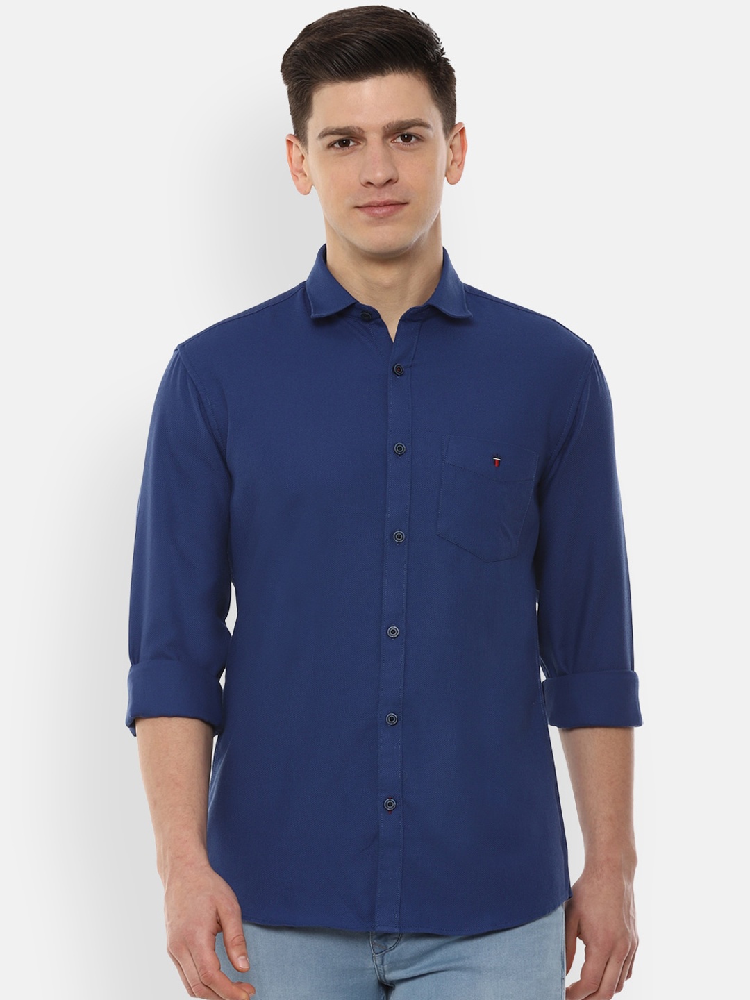 Louis Philippe Sport Men Blue Solid Casual Shirt