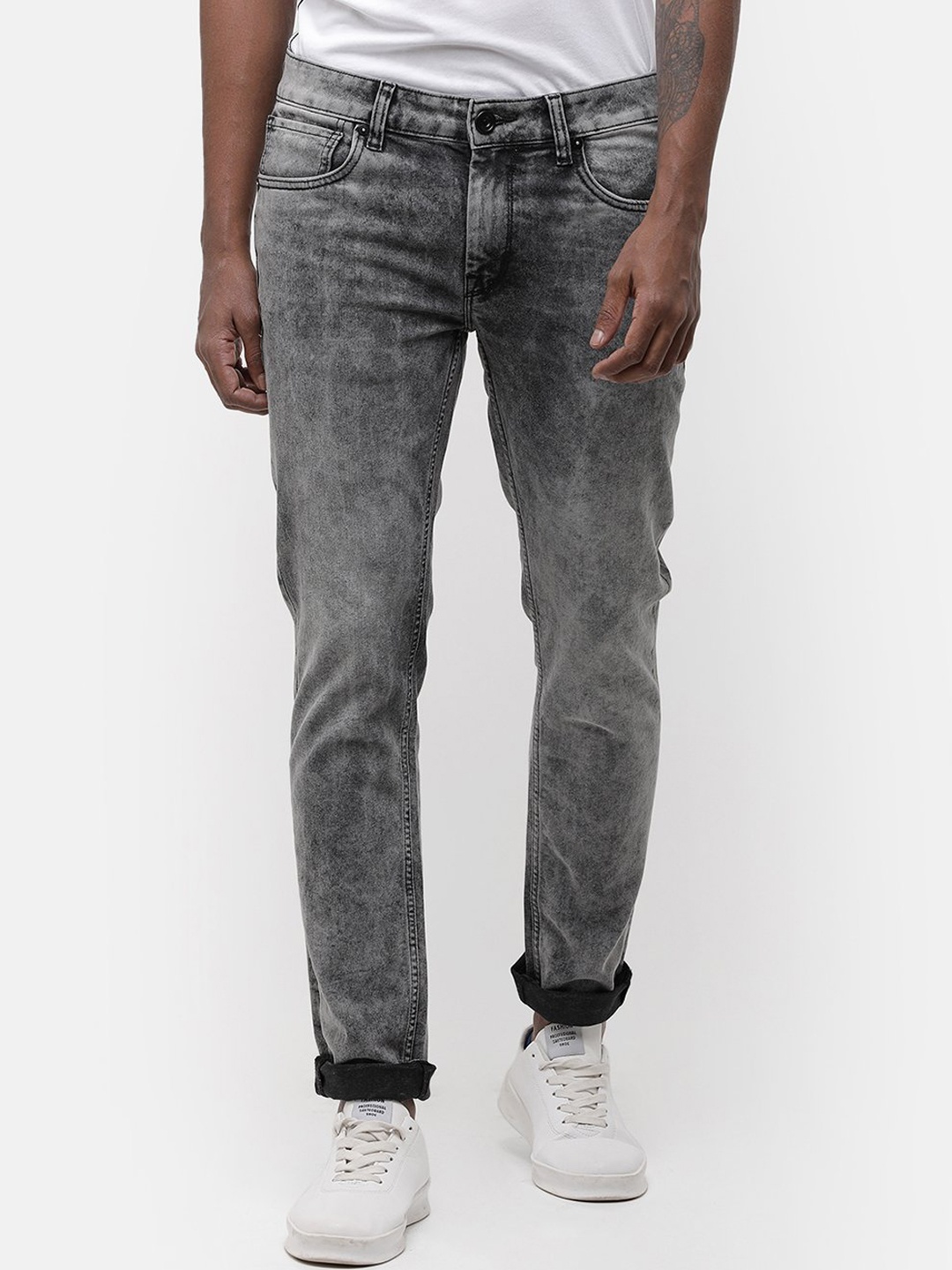 Voi Jeans Men Charcoal Grey Skinny Fit Jeans