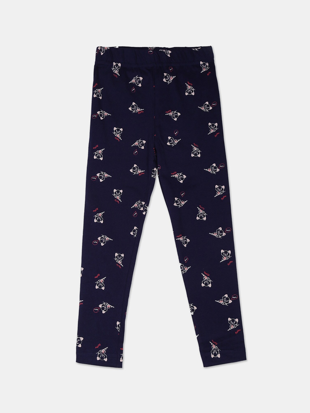 Cherokee Girls Navy Blue & White Printed Ankle-Length Leggings