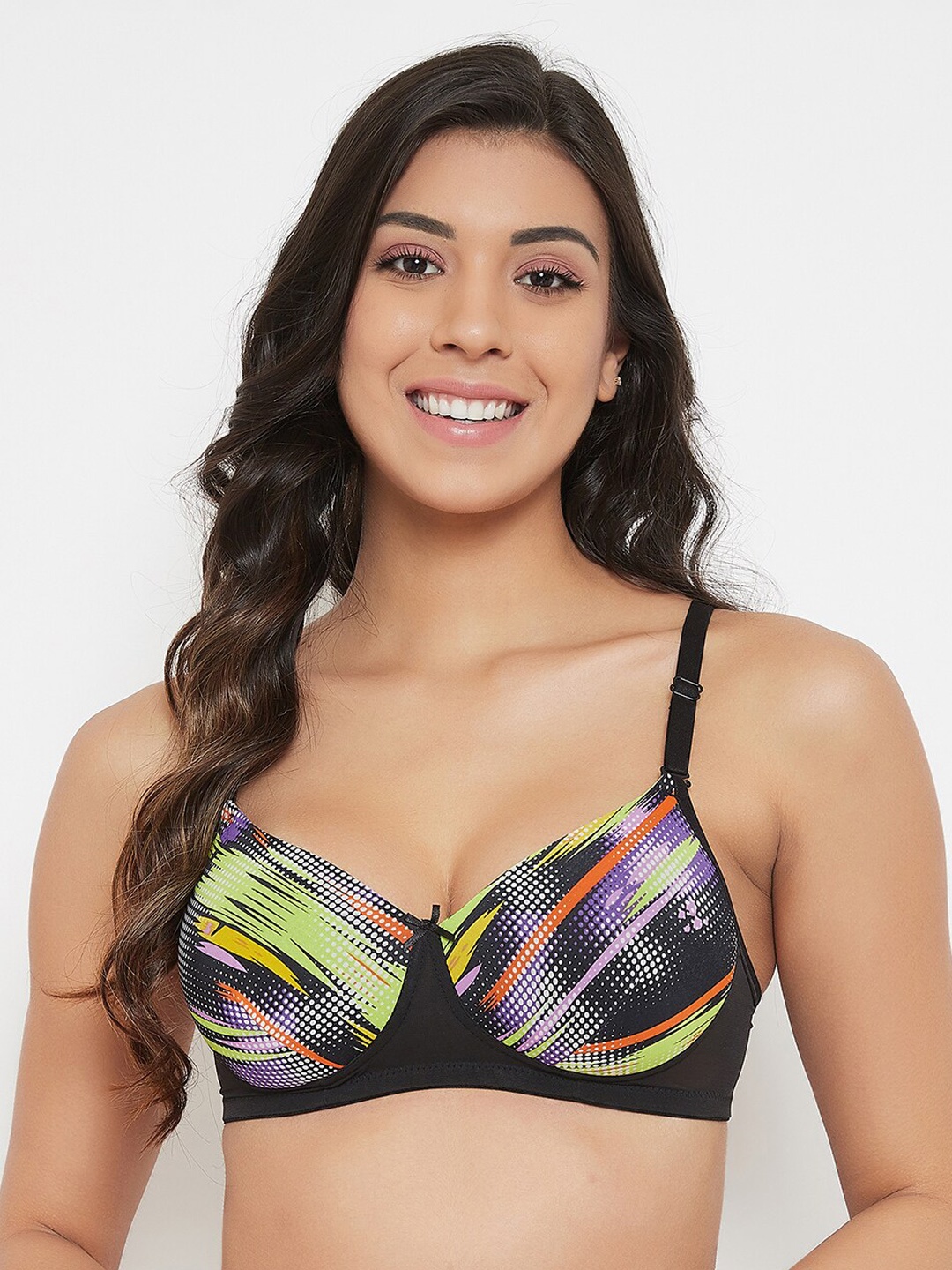 Clovia Black & Fluorescent Green Printed Non-Wired Lightly Padded T-shirt Bra BR1866N1336E
Clovia Black & Fluorescent Green Printed Non-Wired Lightly Padded T-shirt Bra BR1866N1336E