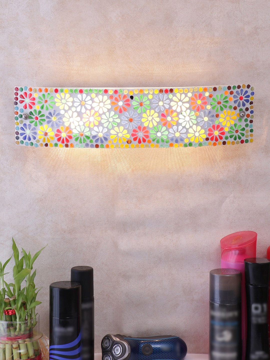 Devansh Mosaic Multicolor Glass Bathroom Light for Wash Basin & Mirror, Multi
Devansh Mosaic Multicolor Glass Bathroom Light for Wash Basin & Mirror, Multi