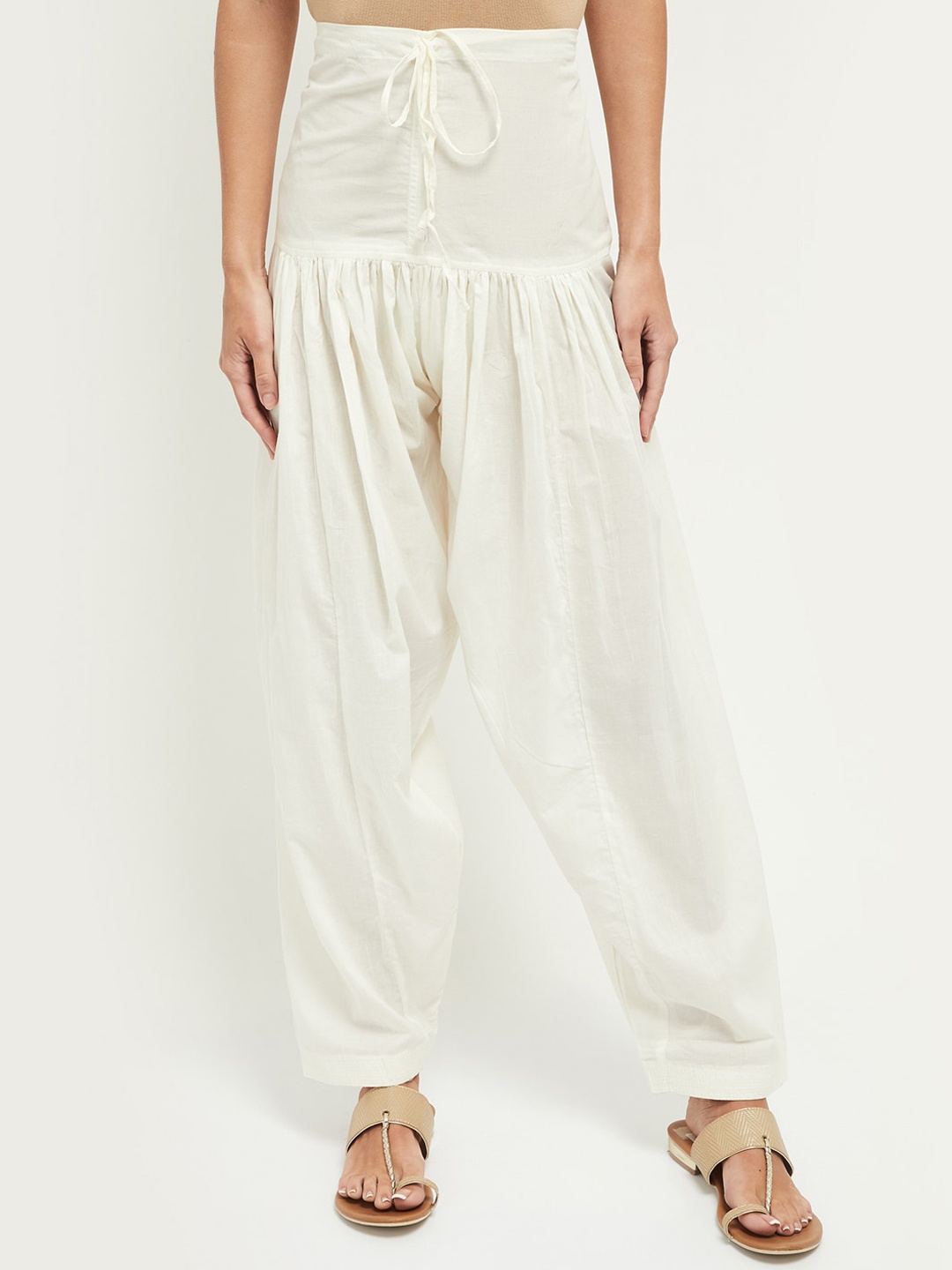 max Women Off-White Solid Patiala Pants