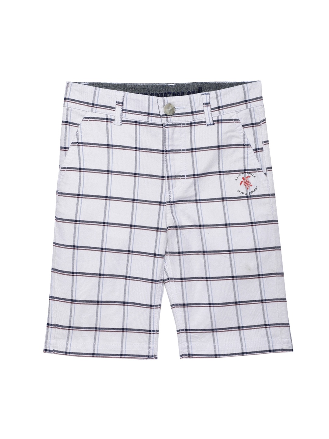 UNDER FOURTEEN ONLY Boys White Checked Regular Fit Regular Shorts