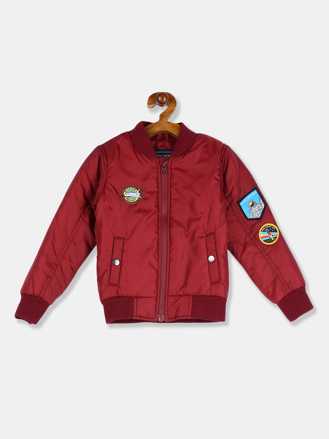 Cherokee Boys Maroon Solid Bomber Jacket
