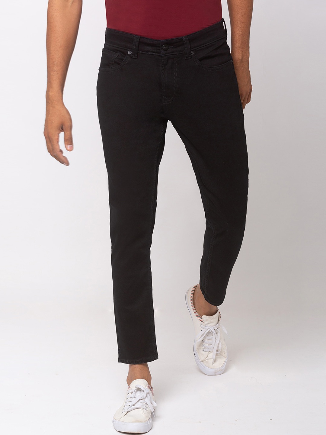 SPYKAR Men Black Tapered Fit Low-Rise Clean Look Jeans