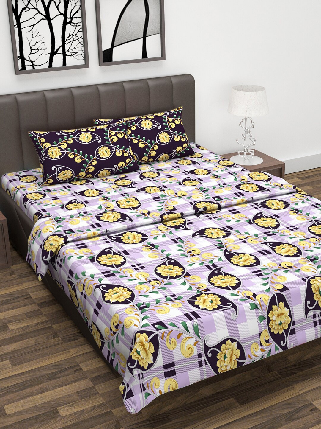 Divine Casa Purple & Yellow Floral Printed 180 TC Double Queen Bedding Set With Dohar
Divine Casa Purple & Yellow Floral Printed 180 TC Double Queen Bedding Set With Dohar