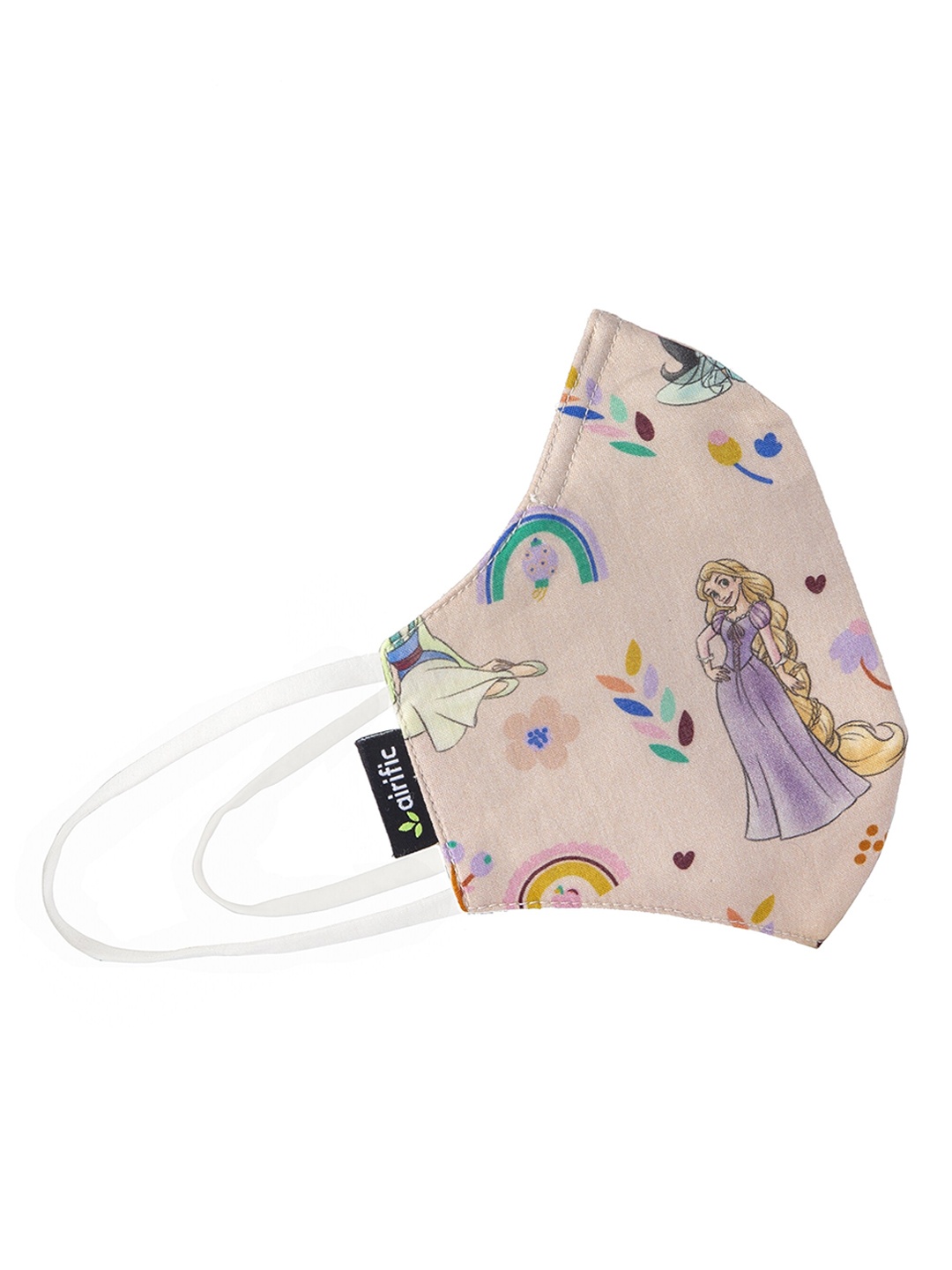 Airific Kids Beige & Purple Printed 3-Ply Reusable Cloth Mask