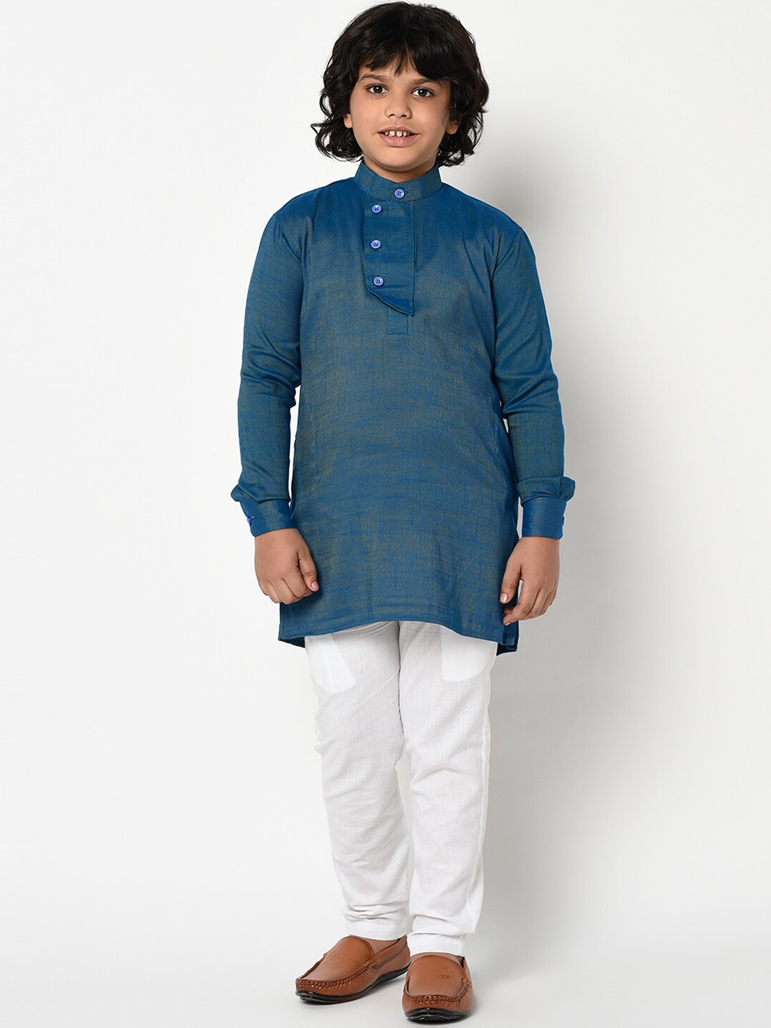 DEYANN Boys Blue Woven Design Kurta with Trousers