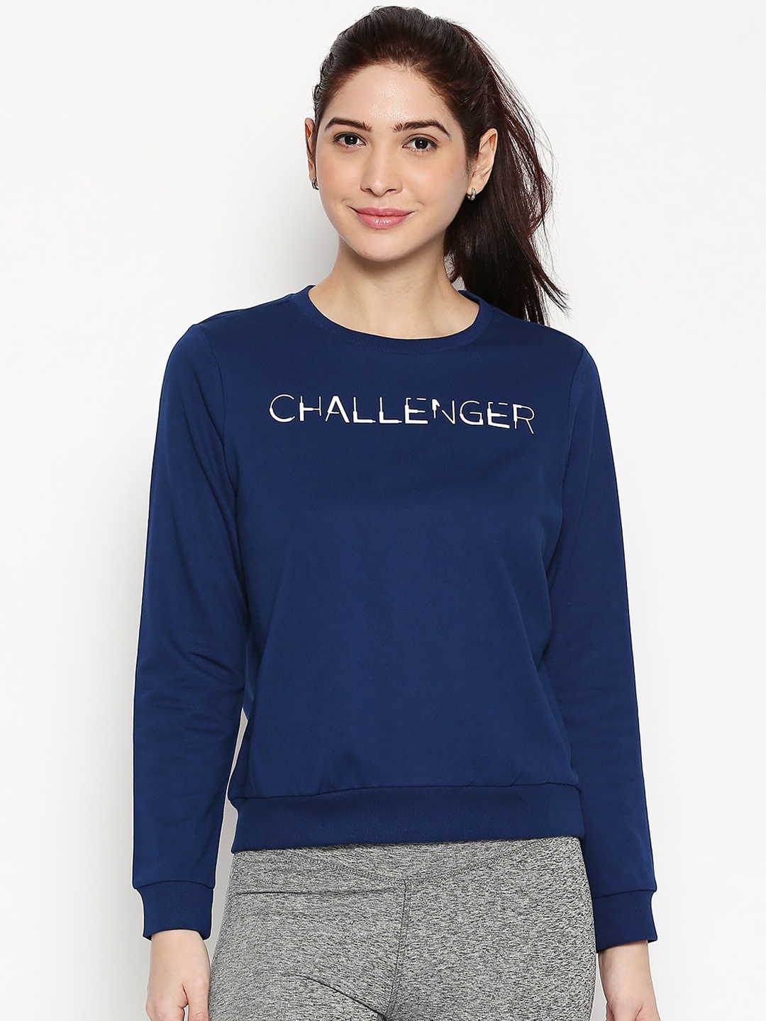 Ajile by Pantaloons Women Navy Blue Printed Sweatshirt