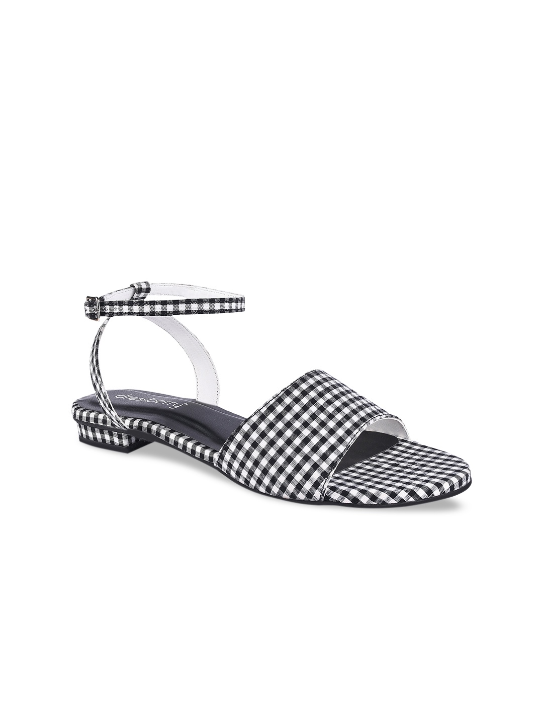 DressBerry Women Black & White Printed Open Toe Flats