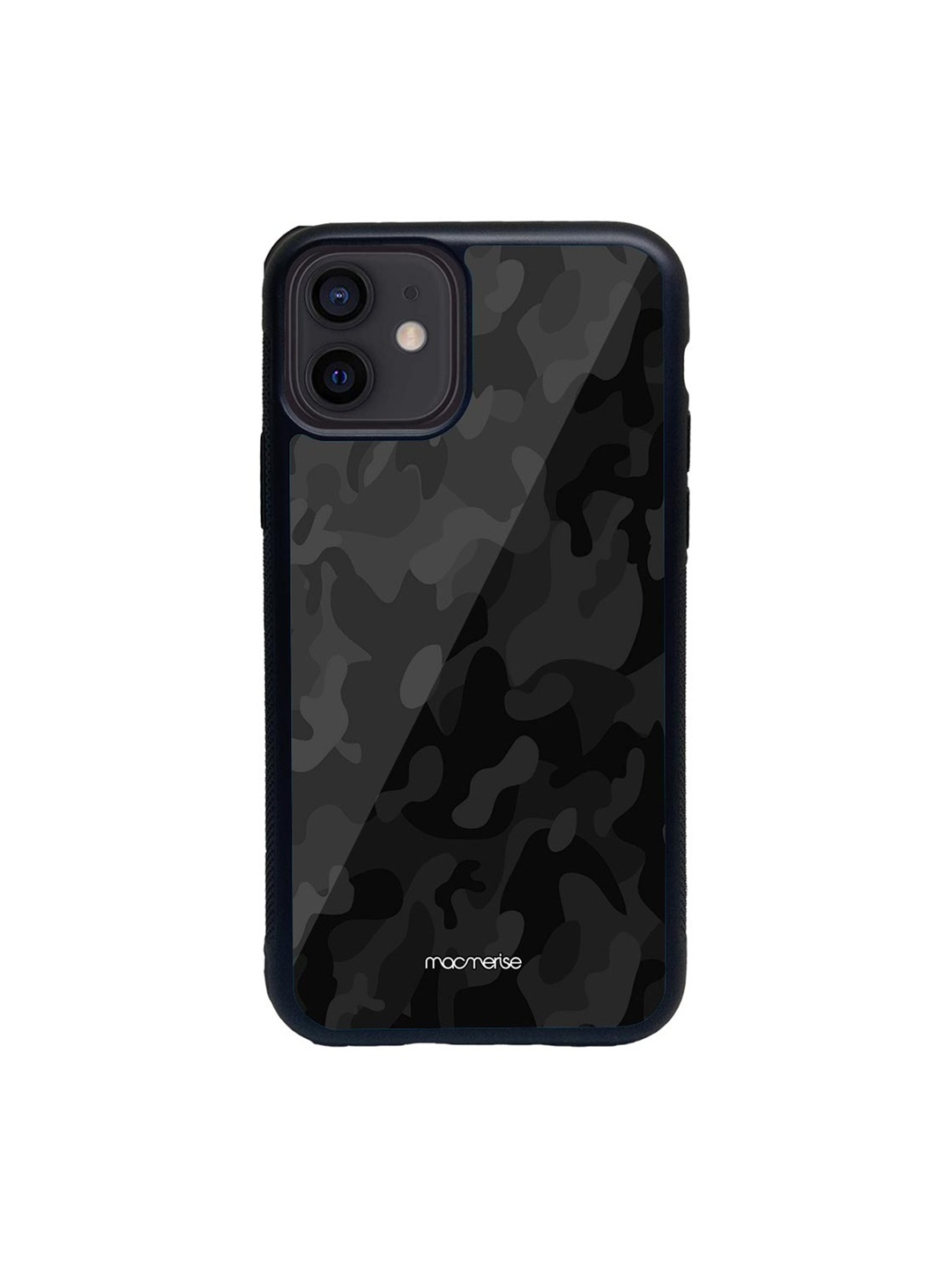 macmerise Black & Grey Camouflage Printed iPhone 12 Back Case