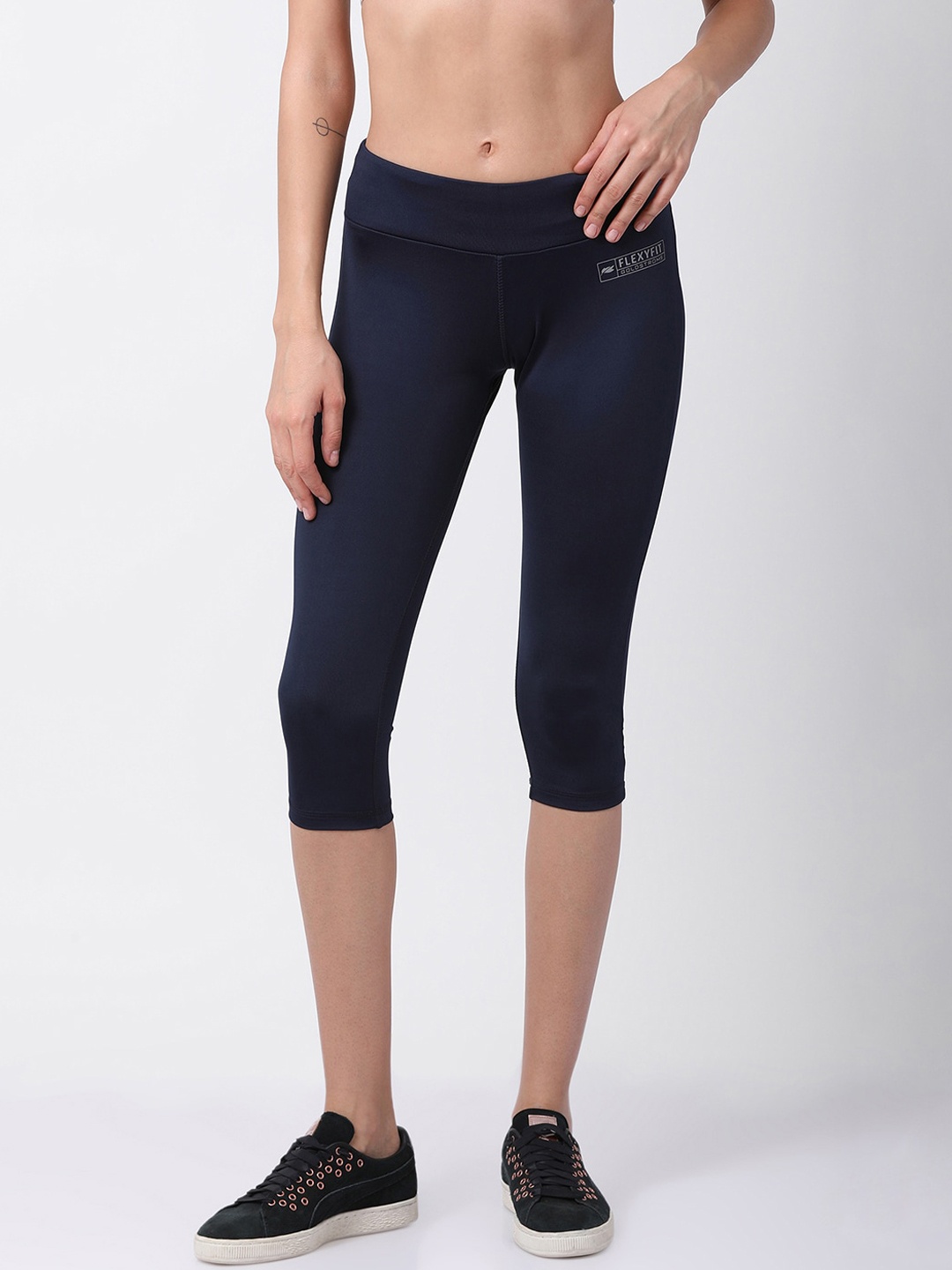 GOLDSTROMS Women Navy Blue Solid Slim Fit Capris