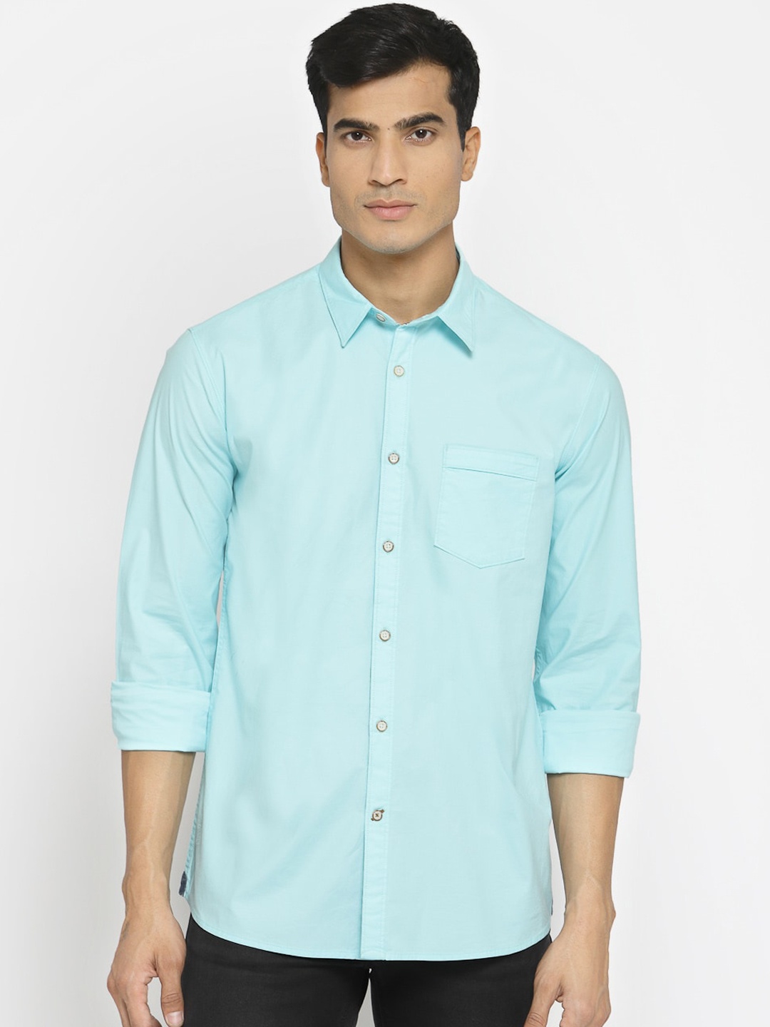 Pepe Jeans Men Blue Regular Fit Solid Casual Shirt