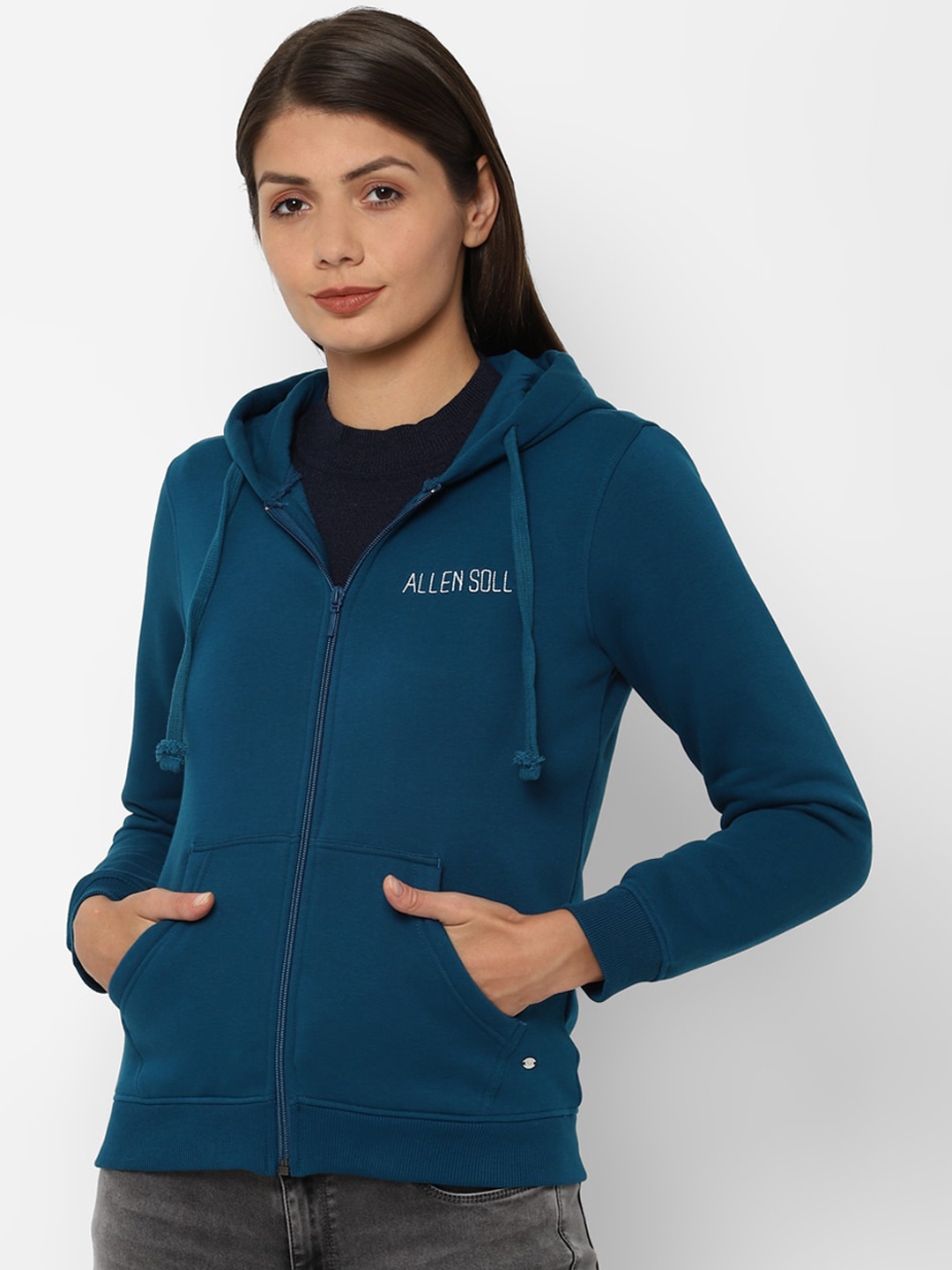 Allen Solly Woman Blue Solid Sweatshirt